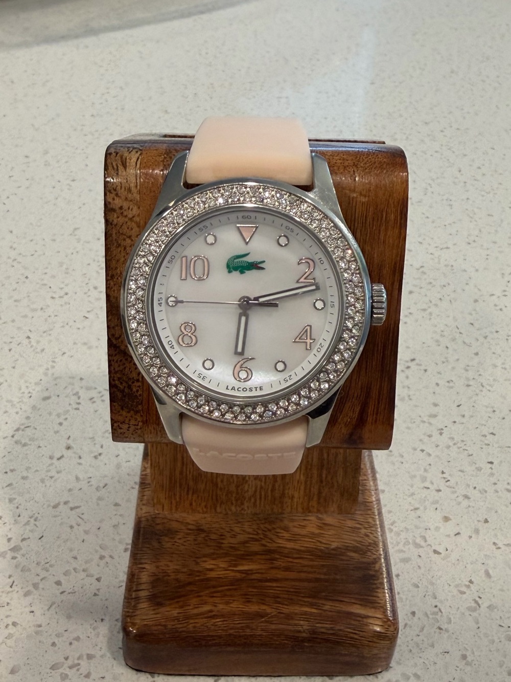 Lacoste Women's Pale Pink Silicone Strap Watch with Crystal Bezel